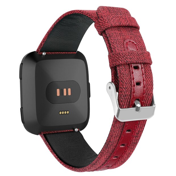 Fitbit Versa 1 / 2 &amp; Lite Canvas Denim Armband - Rot