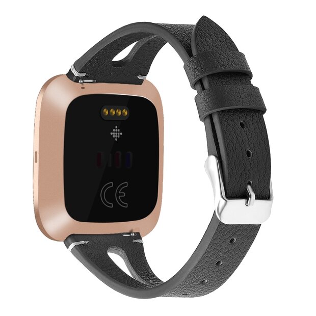 Fitbit Versa 1 / 2 &amp; Lite Armband TPU Leder - Schwarz
