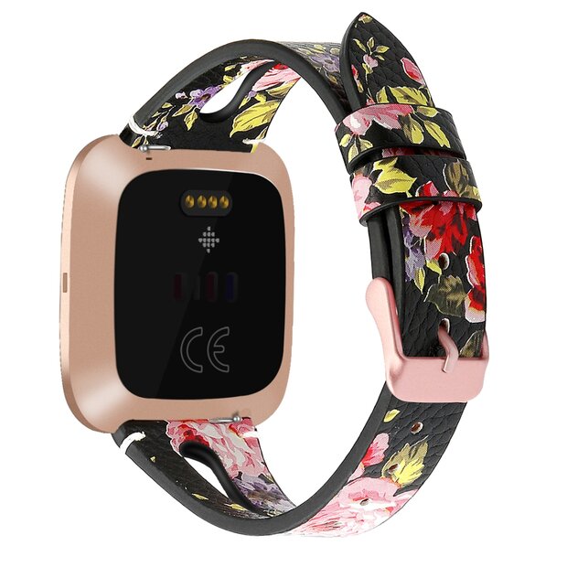 Fitbit Versa 1 / 2 &amp; Lite Armband TPU Leder - Blumendruck