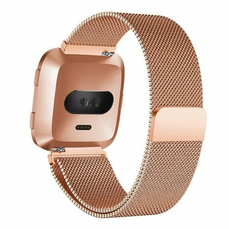 Fitbit Versa 1 / 2 &amp; Lite milanaise Armband - Gr&ouml;&szlig;e: Gro&szlig; - Rosa Gold
