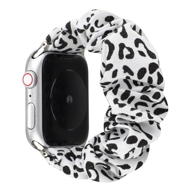 Elastisches Armband - Wei&szlig; / Schwarz - Geeignet f&uuml;r Apple Watch 38mm / 40mm / 41mm / 42mm