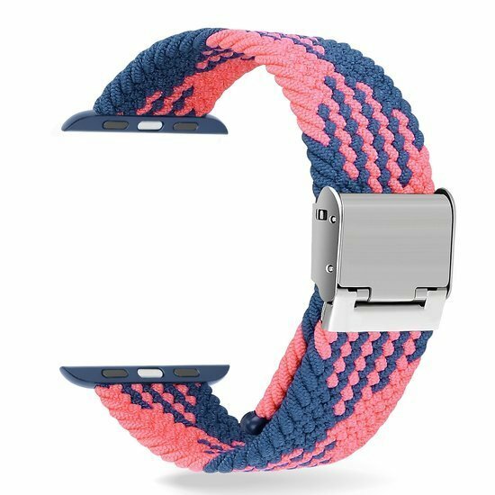 Geflochtenes Armband - Rosa / Blau - Geeignet f&uuml;r Apple Watch 38mm / 40mm / 41mm / 42mm