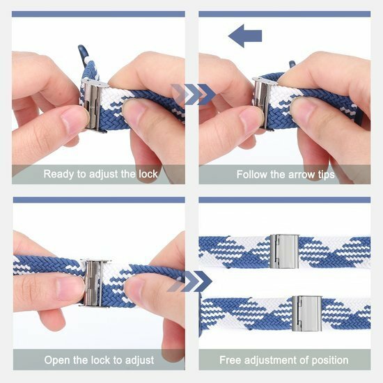 Geflochtenes Armband - Blau mit Wei&szlig; - Geeignet f&uuml;r Apple Watch 38mm / 40mm / 41mm / 42mm