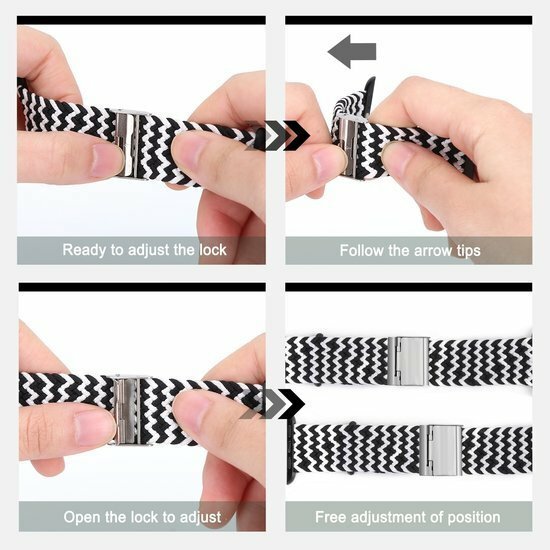 Geflochtenes Armband - Schwarz / Wei&szlig; - Geeignet f&uuml;r Apple Watch 38mm / 40mm / 41mm / 42mm
