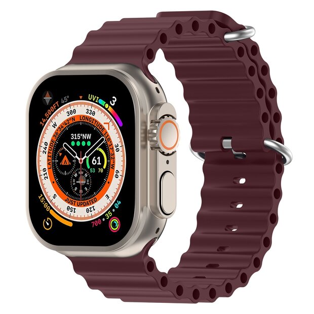 Ocean Armband - Weinrot - Geeignet f&uuml;r Apple Watch 44mm / 45mm / 46mm / 49mm