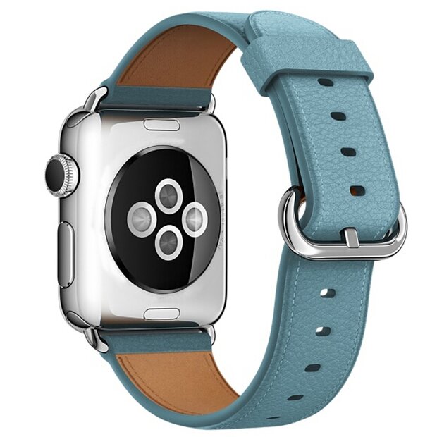 Klassisches Lederarmband - Hellblau - Geeignet f&uuml;r Apple Watch 38mm / 40mm / 41mm / 42mm