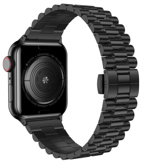 Metallgliederarmband - Schwarz - Geeignet f&uuml;r Apple Watch 38mm / 40mm / 41mm / 42mm