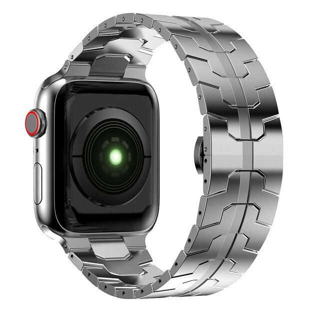Stahlgliederarmband - Silber - Geeignet f&uuml;r Apple Watch 38mm / 40mm / 41mm / 42mm