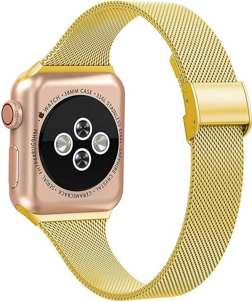 Milanaise Slim Fit Armband - Gold - Geeignet f&uuml;r Apple Watch 44mm / 45mm / 46mm / 49mm