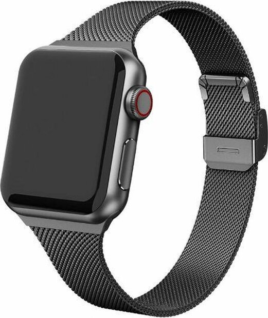 Milanaise Slim Fit Armband - Schwarz - Geeignet f&uuml;r Apple Watch 44mm / 45mm / 46mm / 49mm
