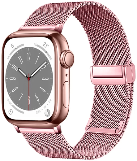 Milanaise-Armband mit faltbarem Magnetverschluss - Ros&eacute;gold - Passend f&uuml;r Apple Watch 38mm / 40mm / 41mm / 42mm