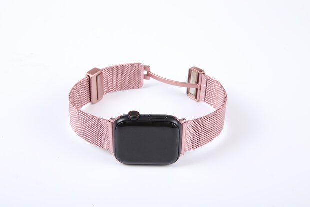 Milanaise-Armband mit faltbarem Magnetverschluss - Ros&eacute;gold - Passend f&uuml;r Apple Watch 38mm / 40mm / 41mm / 42mm