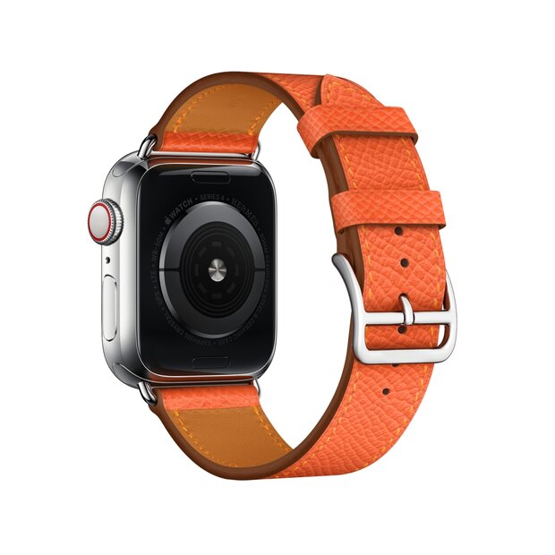 Lederarmband - Orange - Geeignet f&uuml;r Apple Watch 38mm / 40mm / 41mm / 42mm