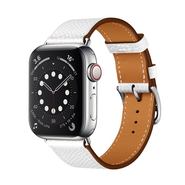 Lederarmband - Wei&szlig; - Geeignet f&uuml;r Apple Watch 44mm / 45mm / 46mm / 49mm