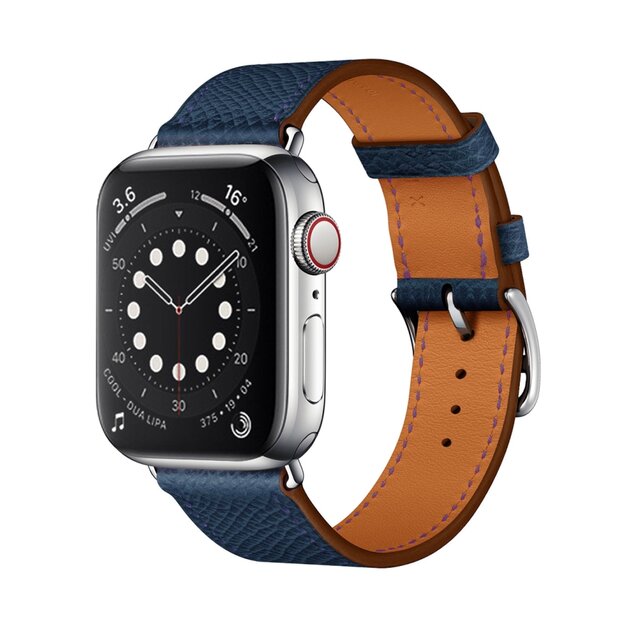 Lederarmband - Dunkelblau - Geeignet f&uuml;r Apple Watch 44mm / 45mm / 46mm / 49mm