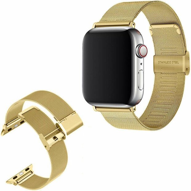 Milanaise Loop Armband - Gold - Geeignet f&uuml;r Apple Watch 44mm / 45mm / 46mm / 49mm
