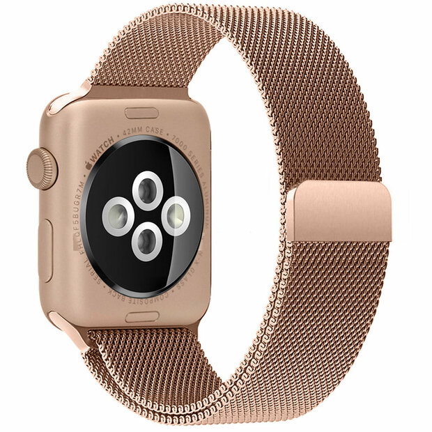 Milanaise Edelstahlband - Champagner Gold - Geeignet f&uuml;r Apple Watch 38mm / 40mm / 41mm / 42mm