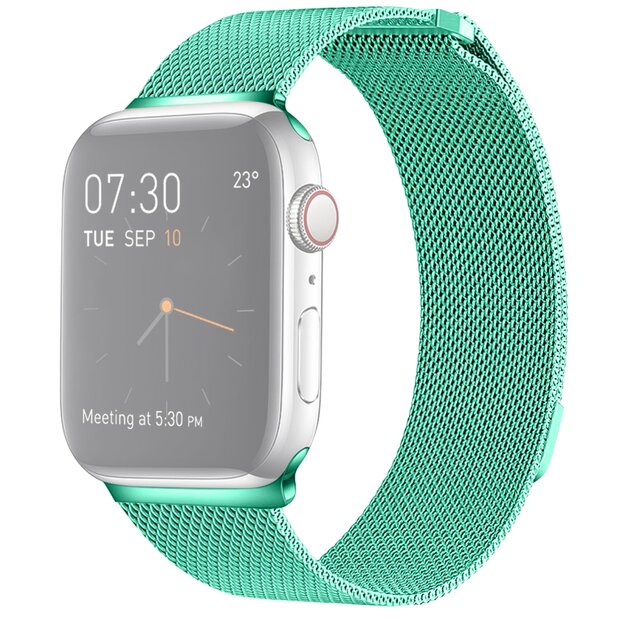 Milanaise-Edelstahlarmband - Mintgr&uuml;n - Passend f&uuml;r Apple Watch 38mm / 40mm / 41mm / 42mm