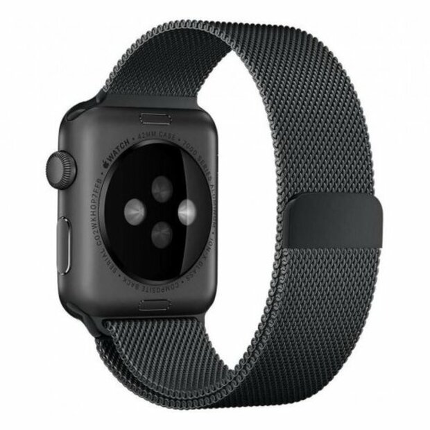 Milanaise-Edelstahlarmband - Schwarz - Geeignet f&uuml;r Apple Watch 44mm / 45mm / 46mm / 49mm