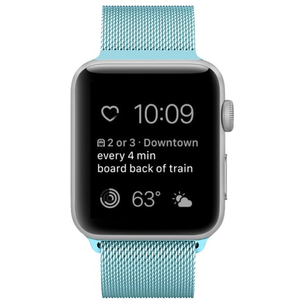 Milanaise-Edelstahlarmband - Hellblau - Geeignet f&uuml;r Apple Watch 44mm / 45mm / 46mm / 49mm