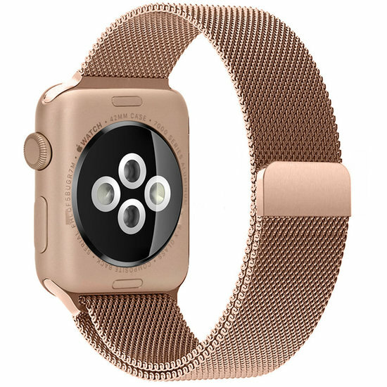Milanaise-Edelstahlarmband - Champagner-Gold - Geeignet f&uuml;r Apple Watch 44mm / 45mm / 46mm / 49mm