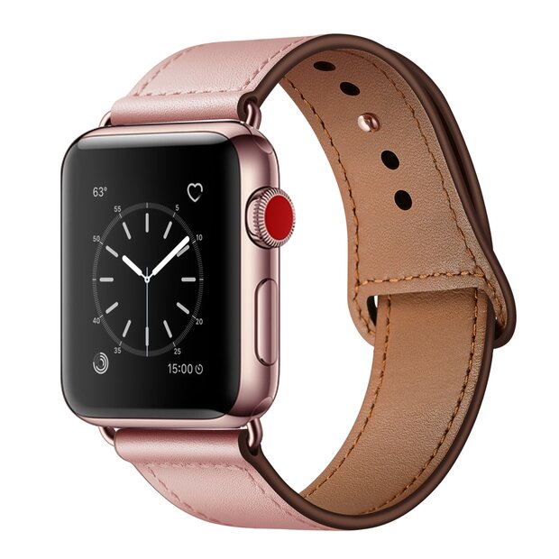 Lederarmband - Rosa - Geeignet f&uuml;r Apple Watch 38mm / 40mm / 41mm / 42mm