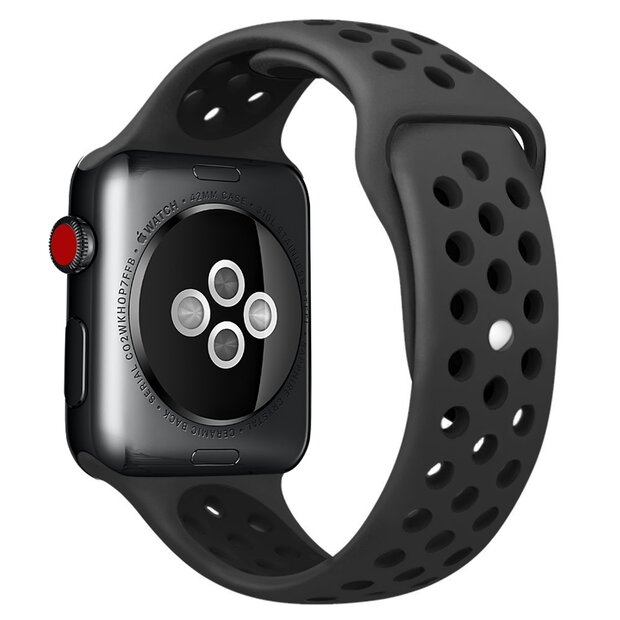 Sportarmband - Gr&ouml;&szlig;e: M/L - Schwarz - Geeignet f&uuml;r Apple Watch 44mm / 45mm / 46mm / 49mm