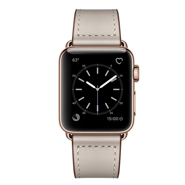 Lederarmband - Taupe - Geeignet f&uuml;r Apple Watch 44mm / 45mm / 46mm / 49mm