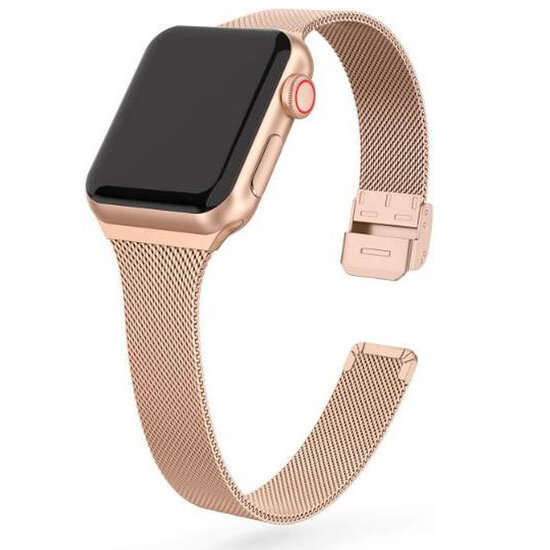 Milanaise Slim Fit Armband - Champagner Gold - Geeignet f&uuml;r Apple Watch 38mm / 40mm / 41mm / 42mm