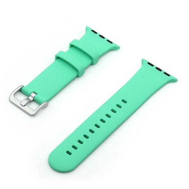 Gummi-Sportarmband mit Schnalle - Mintgr&uuml;n - Geeignet f&uuml;r Apple Watch 44mm / 45mm / 46mm / 49mm