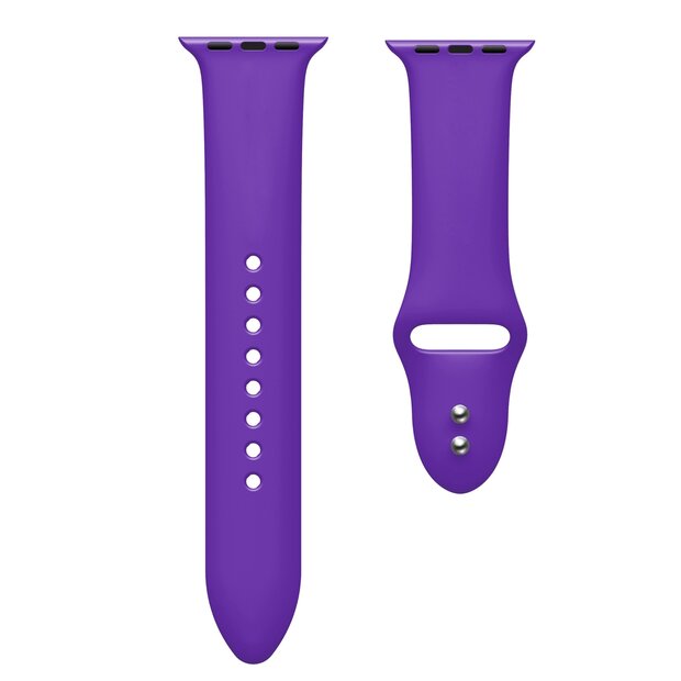 Silikon-Sportband - Violett - Doppeldruckknopf-Verschluss - Passend f&uuml;r Apple Watch 38mm / 40mm / 41mm / 42mm