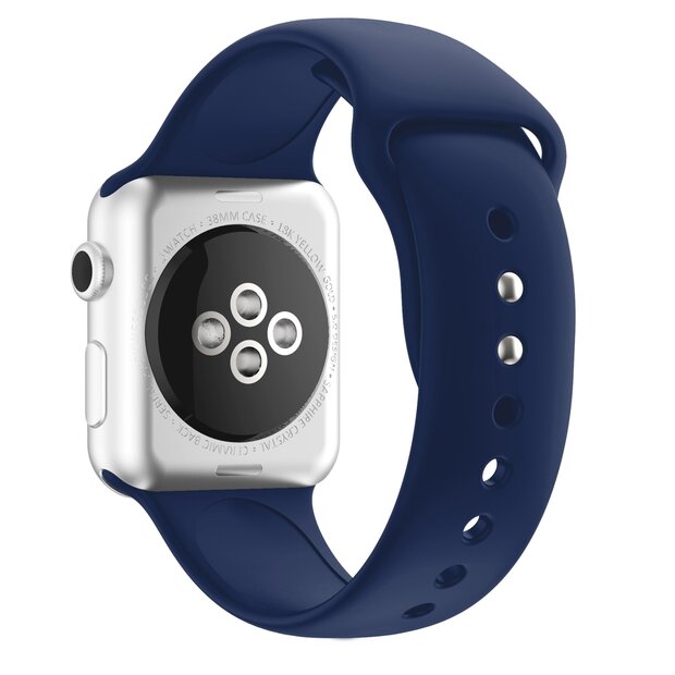 Silikon-Sportband - Dunkelblau - Doppelter Schnappverschluss - Geeignet f&uuml;r Apple Watch 38mm / 40mm / 41mm / 42mm