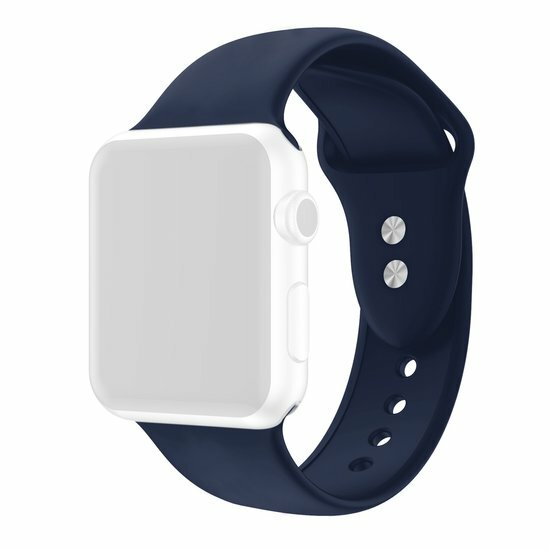 Silikon-Sportband - Dunkelblau - Doppeldruckknopf-Verschluss - Passend f&uuml;r Apple Watch 44mm / 45mm / 46mm / 49mm