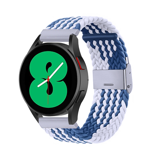 Geflochtenes Nylonband - Blau / Wei&szlig; - Samsung Galaxy Watch 7 - 40mm / 44mm &amp; Watch FE