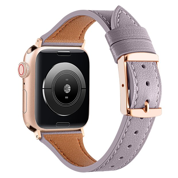 Lederarmband - Lila - Geeignet f&uuml;r Apple Watch 38mm / 40mm / 41mm / 42mm