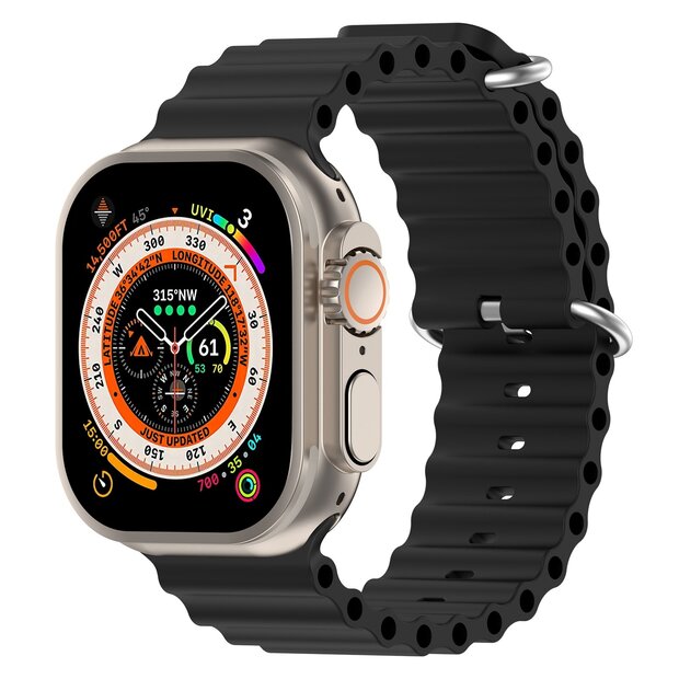 Ocean Armband - Schwarz - Geeignet f&uuml;r Apple Watch 44mm / 45mm / 46mm / 49mm