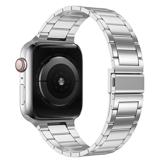 Stahlgliederarmband - Silber - Geeignet f&uuml;r Apple Watch 38mm / 40mm / 41mm / 42mm