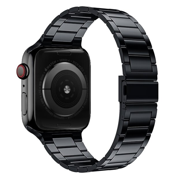 Stahlgliederarmband - Schwarz - Geeignet f&uuml;r Apple Watch 44mm / 45mm / 46mm / 49mm