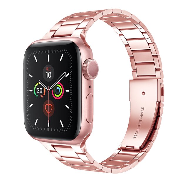 Stahlgliederarmband - Ros&eacute;gold - Geeignet f&uuml;r Apple Watch 44mm / 45mm / 46mm / 49mm