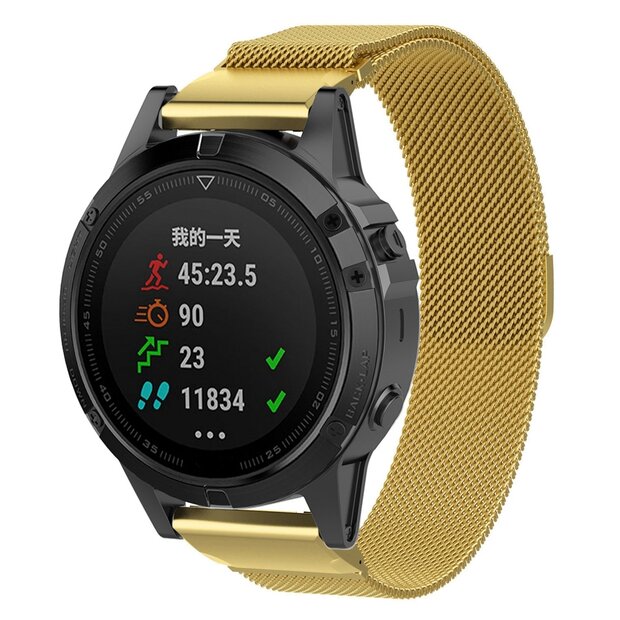 Milanaise Armband - Gold - Large - Garmin Fenix 7X / 6X / 5X