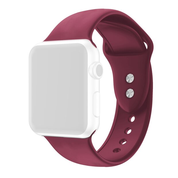 Silikon-Sportarmband - Bordeaux - Doppeldruckknopf-Verschluss - Passend f&uuml;r Apple Watch 38mm / 40mm / 41mm / 42mm