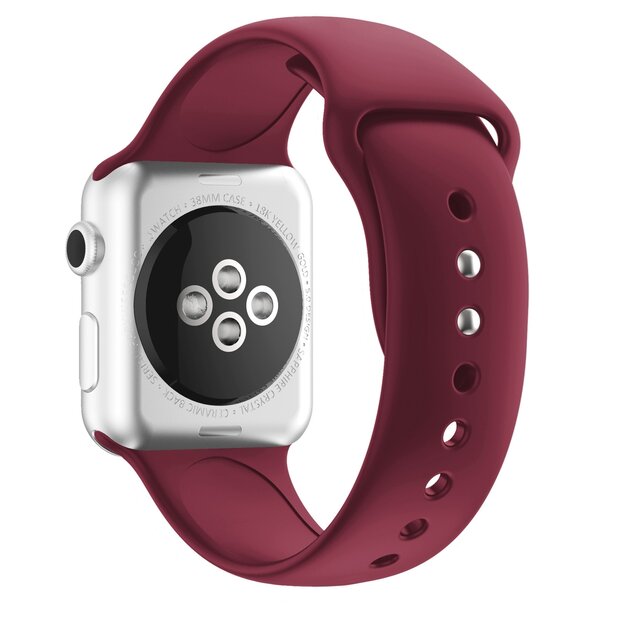 Silikon-Sportarmband - Bordeaux - Doppeldruckknopf-Verschluss - Passend f&uuml;r Apple Watch 38mm / 40mm / 41mm / 42mm