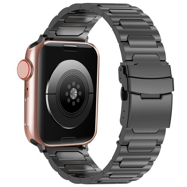 Titan H-Typ Gliederarmband - Schwarz - Geeignet f&uuml;r Apple Watch 38mm / 40mm / 41mm / 42mm