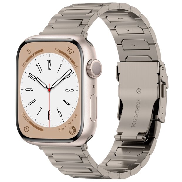 Titan H-Typ Gliederarmband - Farbe Titan - Geeignet f&uuml;r Apple Watch 38mm / 40mm / 41mm / 42mm