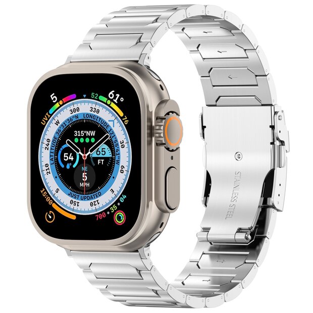 Titan H-Typ Gliederarmband - Silber - Geeignet f&uuml;r Apple Watch 44mm / 45mm / 46mm / 49mm