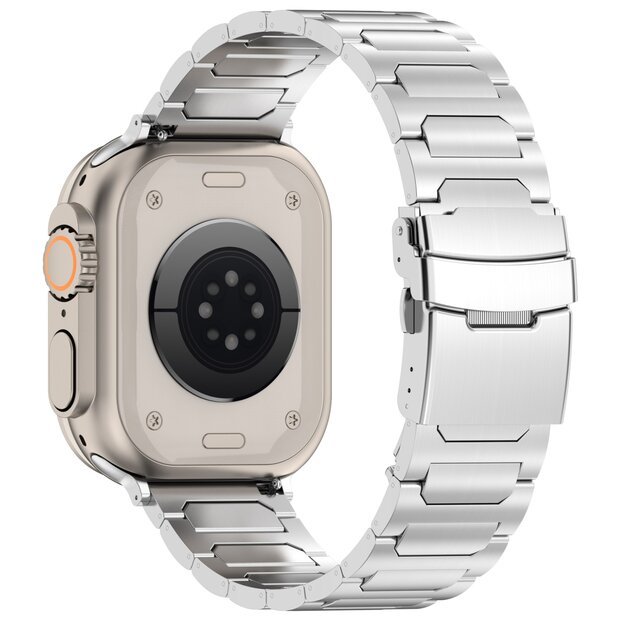 Titan H-Typ Gliederarmband - Silber - Geeignet f&uuml;r Apple Watch 44mm / 45mm / 46mm / 49mm