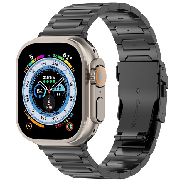 Titan H-Typ Gliederarmband - Schwarz - Geeignet f&uuml;r Apple Watch 44mm / 45mm / 46mm / 49mm