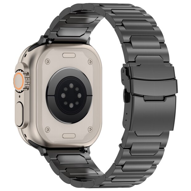 Titan H-Typ Gliederarmband - Schwarz - Geeignet f&uuml;r Apple Watch 44mm / 45mm / 46mm / 49mm