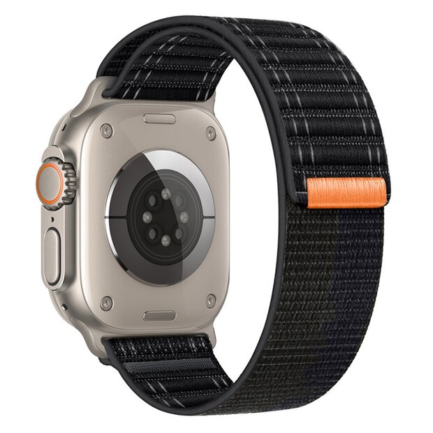 Nylon Wave Armband - Schwarz - Geeignet f&uuml;r Apple Watch 44mm / 45mm / 46mm / 49mm