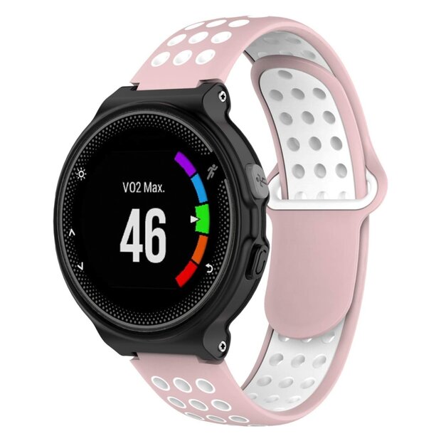 Silikon-Sportarmband - Rosa + Wei&szlig; - Garmin Forerunner 220 / 230 / 235 / 620 / 630 / 735 (XT)